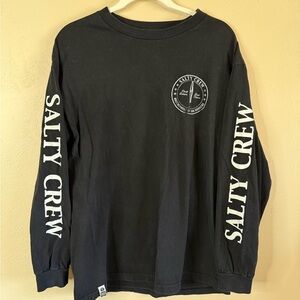 Salty Crew Black Long Sleeve Tee with White Sleeve Logos